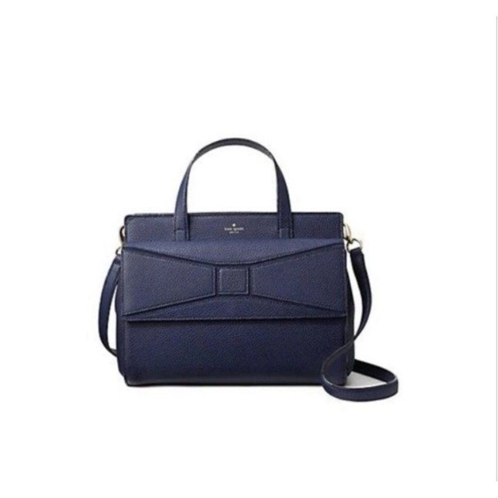 Kate Spade Chantal Bridge Blue Leather Bow Satchel Bag